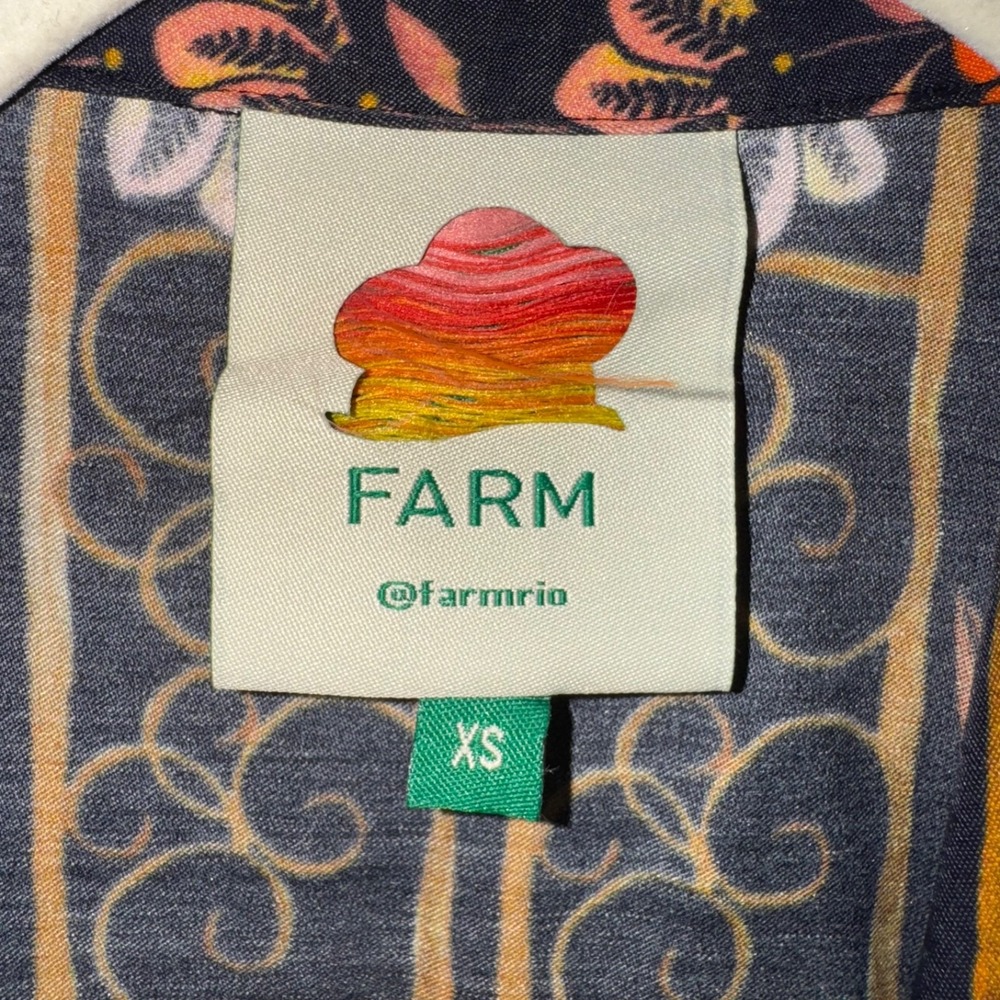 Farm Rio NWT Womens tiger XS Button Shirt Tropical Boho Resort Top tropical bold - Picture 2 of 6